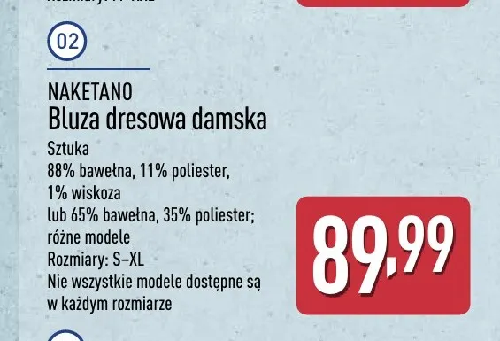 Bluza dresowa damska Naketano promocja w Aldi