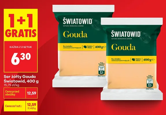 Ser żółty Gouda Światowid promocja w Biedronka