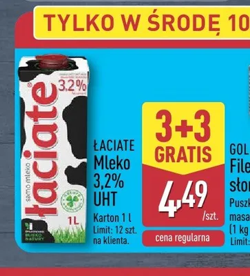 Mleko Łaciate 3,2% UHT promocja w Aldi