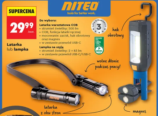 Latarka warsztatowa COB NITEO promocja w Biedronka