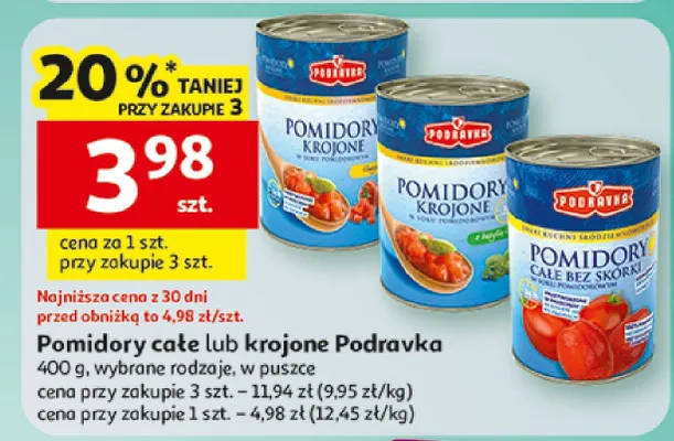 Pomidory całe lub krojone Podravka promocja w Auchan
