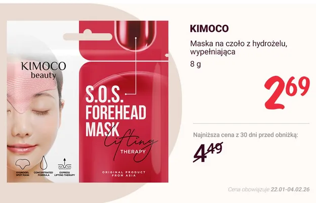 Maska na czoło z hydrożelu, wypełniająca 8 g promocja w Rossmann