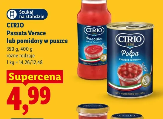 Passata pomidorowa Cirio Verace promocja w Lidl