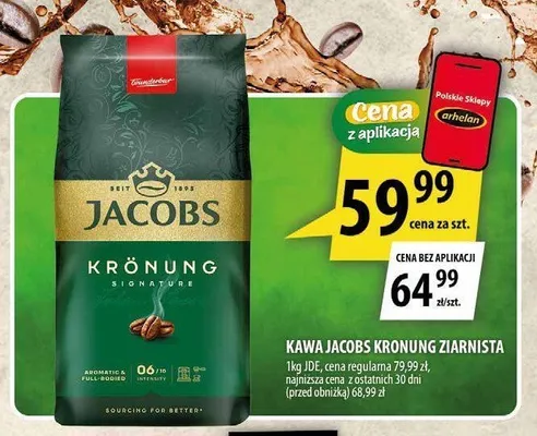 Kawa ziarnista Jacobs Kronung promocja w Arhelan
