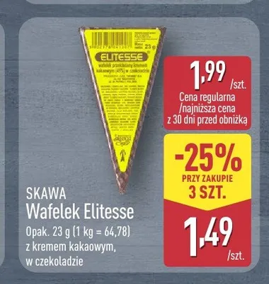 Wafelek Elitesse Skawa z kremem kakaowym w czekoladzie promocja w Aldi