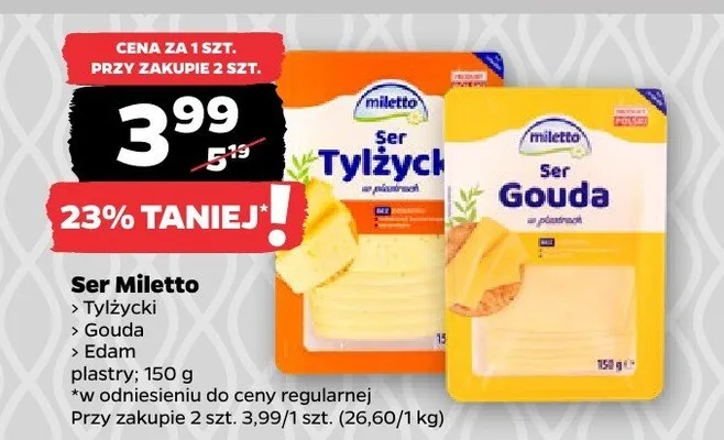 Ser Tylżycki plastry 150 g promocja w Netto
