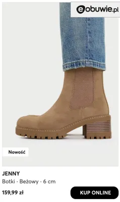 Botki beżowy 6 cm Jenny promocja w eobuwie.pl