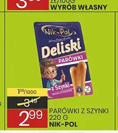 Parówki z szynki Nik-Pol Deliski promocja w Wafelek