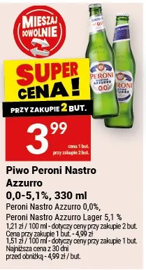 Piwo Peroni Nastro Azzurro 0,0-5,1% promocja w Twój Market