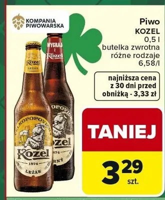 Piwo butelka zwrotna różne rodzaje promocja w Carrefour