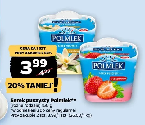 Serek puszysty truskawkowy Polmlek promocja w Netto