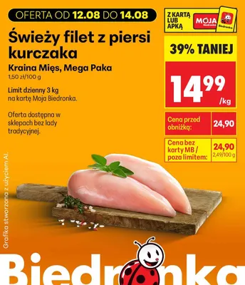 Świeży filet z piersi kurczaka Kraina Mięs Mega Paka promocja w Biedronka