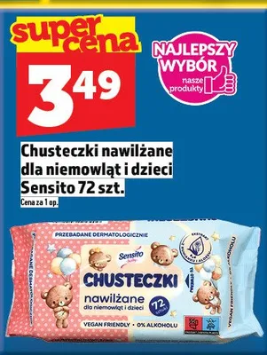 Chusteczki nawilżane dla niemowląt i dzieci Sensito promocja w TOPAZ