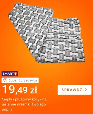 Ciepły i pluszowy kocyk na jesienne drzemki Twojego pupila promocja w Allegro