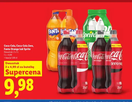 Napój gazowany Coca-Cola Original Taste Dwusztuk 2-pak 1 l promocja w Lidl