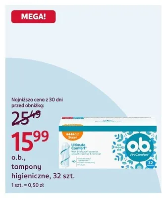 Tampony higieniczne o.b. ProComfort promocja w Rossmann