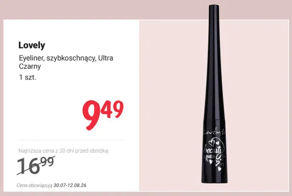Eyeliner szybkoschnący Lovely Ultra Czarny promocja w Rossmann
