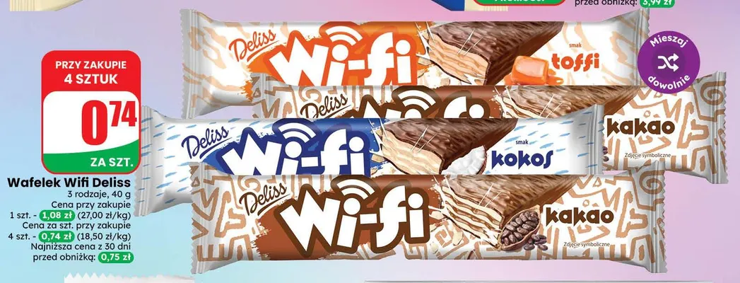 Wafelek Wifi kakao Deliss promocja w Dino