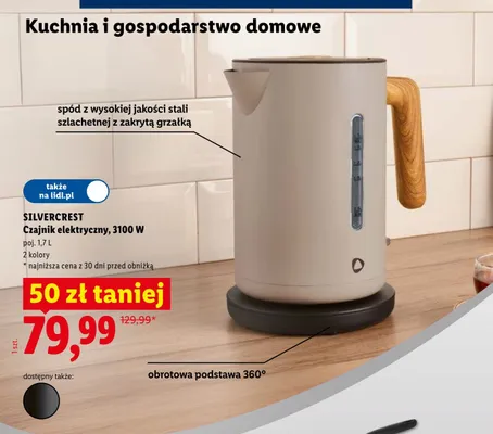 Czajnik elektryczny SilverCrest 3100W 1,7l promocja w Lidl