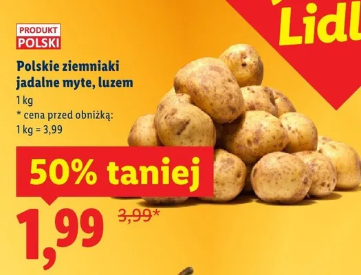 Polskie ziemniaki jadalne myte luzem promocja w Lidl
