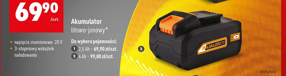 Akumulator litowo-jonowy 4Ah promocja w Biedronka