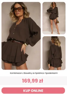 Kombinezon z bawełny ze spódnico-spodenkami Renee promocja w Renee