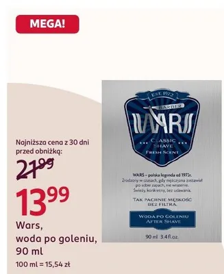 Woda po goleniu Wars, woda po goleniu, 90 ml promocja w Rossmann
