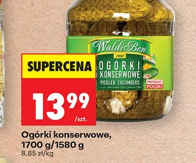 Ogórki konserwowe Waldi Ben promocja w Biedronka