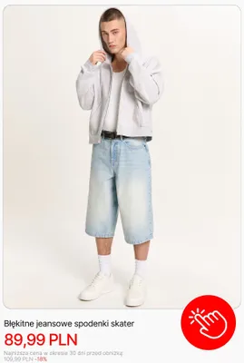 Spodenki jeansowe skater błękitne Cropp promocja w Cropp