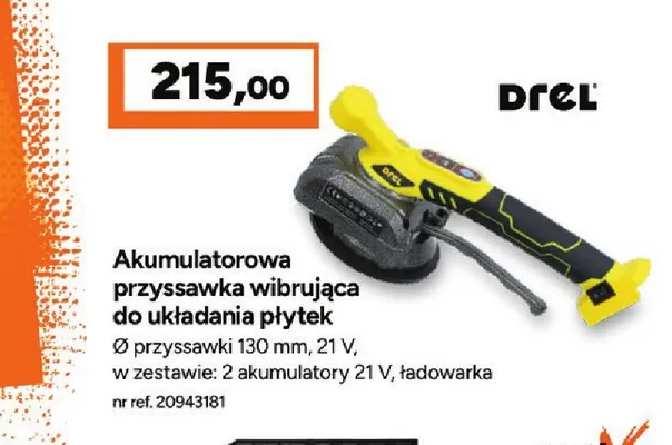 Akumulatorowa przyssawka wibrująca do układania płytek Drel promocja w Bricoman