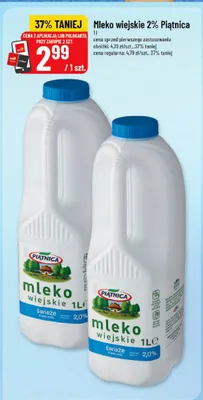 Mleko wiejskie Piątnica 2% promocja w POLOmarket