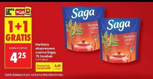 Herbata owocowa malina Saga promocja w Biedronka