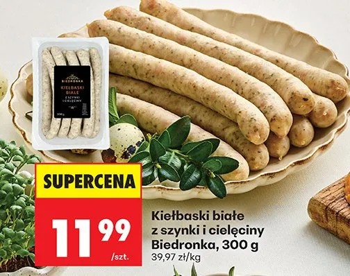 Kiełbaski białe z szynki i cielęciny promocja w Biedronka