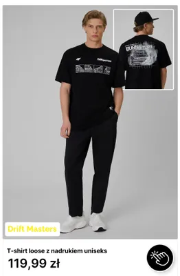 T-shirt loose z nadrukiem unisex 4F promocja w 4F