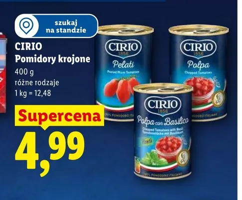 Pomidory krojone CIRIO promocja w Lidl