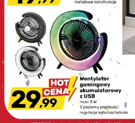 Wentylator gamingowy akumulatorowy z USB 5W promocja w Bricomarche