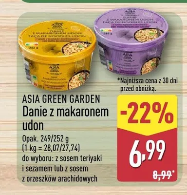 Danie z makaronem udon z sosem z orzeszków arachidowych ASIA GREEN GARDEN promocja w Aldi