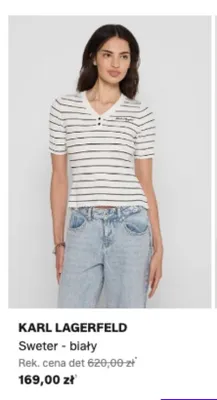 Sweter Karl Lagerfeld biały promocja w Lounge by Zalando
