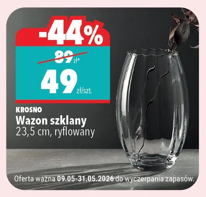 Wazon szklany KROSNO 23,5cm ryflowany promocja w Biedronka Home