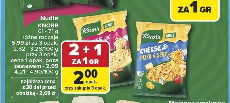 Nudle Knorr Cheese Pizza 4 Sery promocja w Carrefour