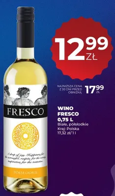 Wino Fresco białe półsłodkie promocja w Duży Ben
