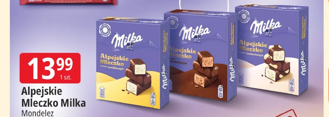 Alpejskie Mleczko Milka o smaku śmietankowym promocja w Leclerc