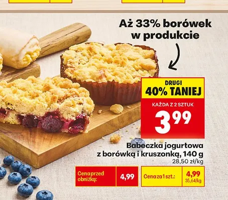 Babeczka jogurtowa z borówką i kruszonką promocja w Biedronka