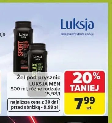 Żel pod prysznic Luksja Men Sport 3w1 promocja w Carrefour Market
