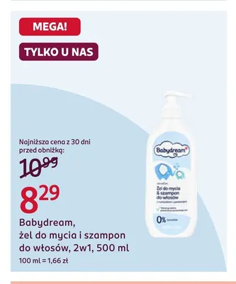 Żel do mycia i szampon do włosów 2w1 Babydream promocja w Rossmann