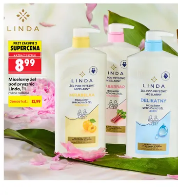 Micelarny żel pod prysznic Linda Rabarbar promocja w Biedronka