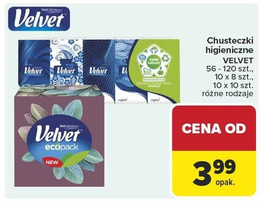 Chusteczki higieniczne Velvet promocja w Carrefour