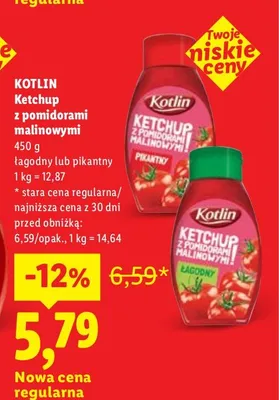 Ketchup z pomidorami malinowymi łagodny Kotlin promocja w Lidl