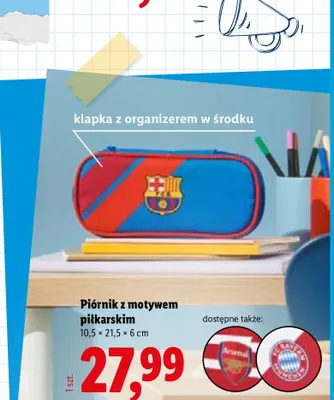 Piórnik z motywem piłkarskim promocja w Lidl