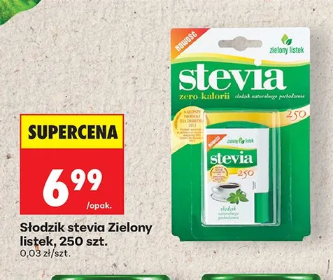 Słodzik stevia Zielony Listek promocja w Biedronka